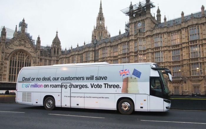 Three roll out their own Brexit bus