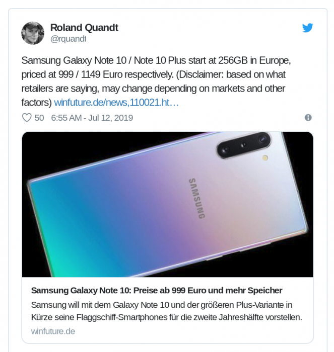 Note 10 prices leaked