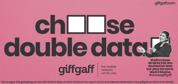 giffgaff double the data for £20 and £25 goodybag customers